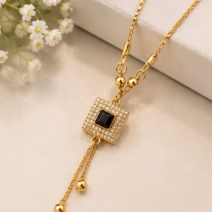 Elegant Golden Black Pendant Necklace for Women