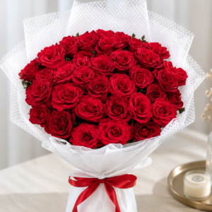 Midnight Red Roses – Elegant Romantic Floral Arrangement