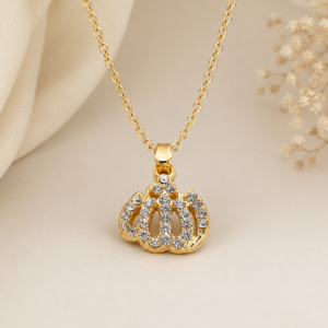 Elegant Golden Allah Pendant Necklace with Chain
