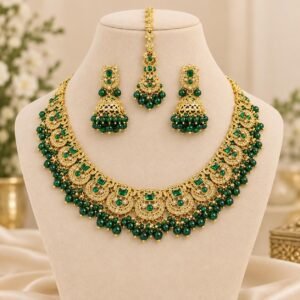 Elegant Green & Gold Jewellery Set for Women