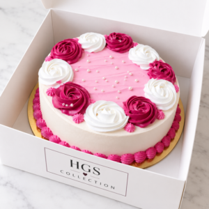 Elegant Pink & White Rose Cake