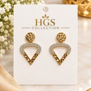 Golden Triangle Earrings with Sparkling Stones
