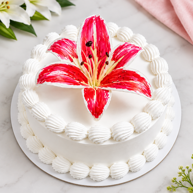 Lily-Themed Birthday Cake